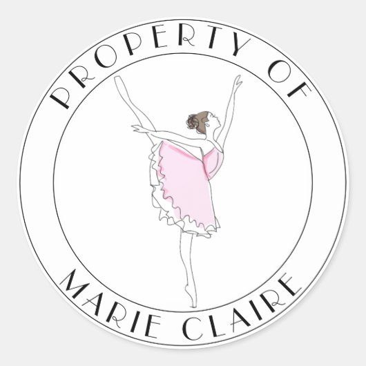 ピンクバレリーナ氏名物ステッカーのプロパティ ラウンドシール (正面)