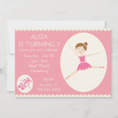 ピンクバレリーナ誕生パーティー 招待状 (正面)