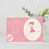 ピンクバレリーナ誕生パーティー 招待状 (スタンド正面)