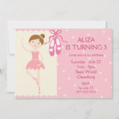 ピンクバレリーナ誕生パーティー 招待状 (正面)