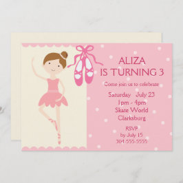 ピンクバレリーナ誕生パーティー 招待状