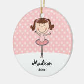 ピンクバレリーナ雪のパーソナライズされた結晶 セラミックオーナメント (左)