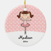 ピンクバレリーナ雪のパーソナライズされた結晶 セラミックオーナメント (裏面)