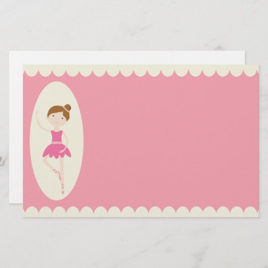 ピンクバレリーナ1文房具 便箋 (正面/裏面)