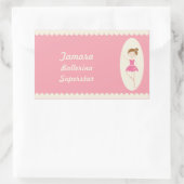 ピンクバレリーナ1矩形ステッカー 長方形シール (バッグ)