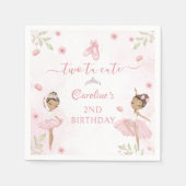 ピンクバレリーナ2つのトゥキュート2nd誕生日ナプキン スタンダードカクテルナプキン (正面)