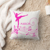 ピンクバレリーナ&ミュージックノートウェーブ装飾用クッション クッション (ブランケット)