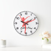 ピンクバレリーナ。名前のカスタマイズ。 ラージ壁時計 (ホーム)