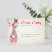 ピンクバレリーナRSVPカード～バレエ靴 出欠カード (スタンド正面)