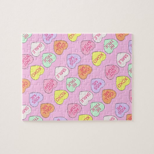 ピンクバレンタインのギフトラブスイートキャンディハート ジグソーパズル (横)