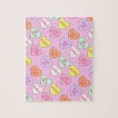 ピンクバレンタインのギフトラブスイートキャンディハート ジグソーパズル (縦)