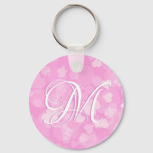 ピンクバレンタインのハートギフト。文字 キーホルダー (正面)