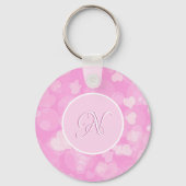 ピンクバレンタインのハートギフト。文字 キーホルダー (正面)