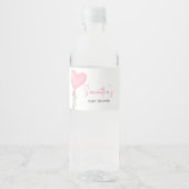 ピンクバレンタインのバルーンベビーシャワー ペットボトルラベル (正面)