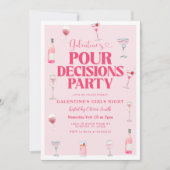 ピンクバレンタインガレンティンズガールズナイトパーティー 招待状 (正面)