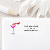 ピンクバレンタインデイカクテルパーティの招待状 ラベル (インサイチュ)