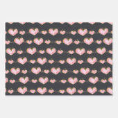 ピンクバレンタインデーのスクリプトハート ラッピングペーパーシート (正面)