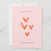 ピンクバレンタインデーハートホリデーパーティー 招待状 (正面)