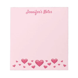 ピンクバレンタインデーハート&カスタム文字 ノートパッド