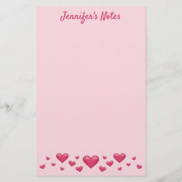 ピンクバレンタインデーハート&カスタム文字 便箋