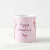 ピンクバレンタインデーteddy bear熱気球 コーヒーマグカップ (中央)