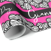 ピンクバレンタインデーZebraハートパターン名の追加 ラッピングペーパー (ロールコーナー)