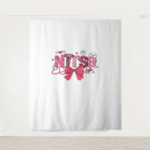 ピンクバレンタインナース、バレンタインコケットボウオーバー タペストリー (正面)