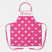 ピンクバレンタインハートカスタム エプロン (正面)
