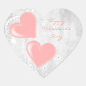 ピンクバレンタインハートステッカー ハートシール (正面)