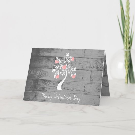 ピンクバレンタインハートツリーグリーティングカード カード (正面)