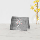 ピンクバレンタインハートツリーサンキューカード カード (黄色い花)