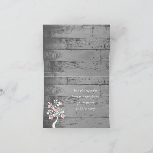 ピンクバレンタインハートツリーサンキューカード カード (内部)