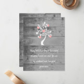 ピンクバレンタインハートツリーフラットノートカード ノートカード (正面/裏面インサイチュ)