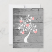 ピンクバレンタインハートツリーフラットノートカード ノートカード (裏面)