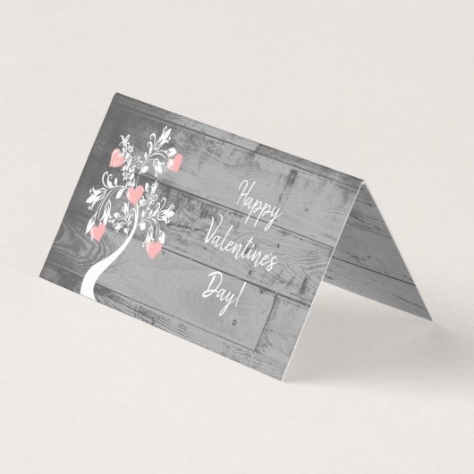 ピンクバレンタインハートツリー折り畳みカード (正面)