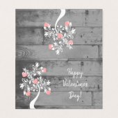 ピンクバレンタインハートツリー折り畳みカード (外部フラット)