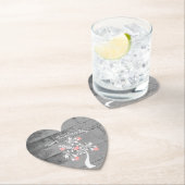 ピンクバレンタインハートツリー紙コースター ペーパーコースター (インサイチュ)