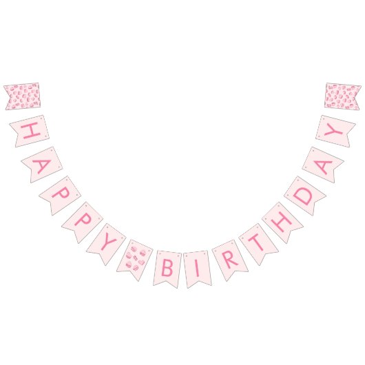 ピンクバレンタインハートバースデーパーティーデコール バンティングフラッグ (全)