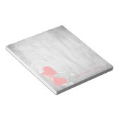 ピンクバレンタインハートパーソナライズされたメモ帳 ノートパッド (アングル)