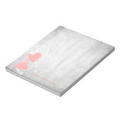 ピンクバレンタインハートパーソナライズされたメモ帳 ノートパッド (回転)