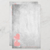 ピンクバレンタインハートパーソナライズされた文具 便箋 (正面/裏面)