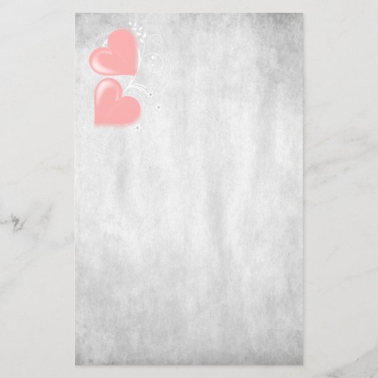 ピンクバレンタインハートパーソナライズされた文具 便箋 (裏面)