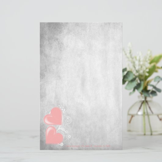 ピンクバレンタインハートパーソナライズされた文具 便箋 (スタンド正面)