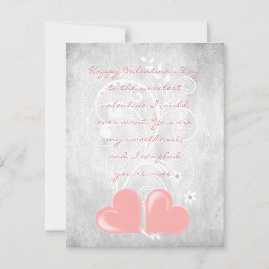 ピンクバレンタインハートフラットノートカード ノートカード (正面)