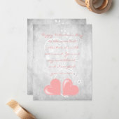 ピンクバレンタインハートフラットノートカード ノートカード (正面/裏面インサイチュ)