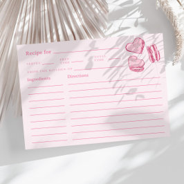 ピンクバレンタインハートブライダルシャワーレシピカード
