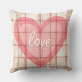 ピンクバレンタインハート付きタンプレイドパターン クッション (裏面)
