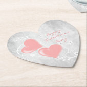 ピンクバレンタインハート紙コースター ペーパーコースター (アングル)
