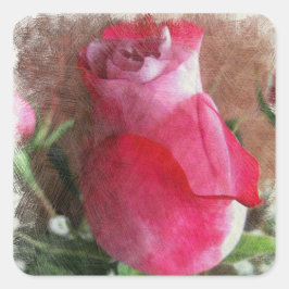 ピンクバレンタインバラ スクエアシール