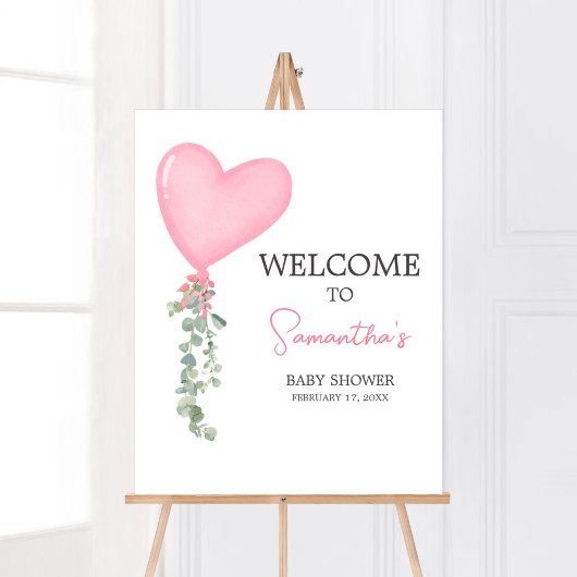 ピンクバレンタインバルーンウェルカム ポスター